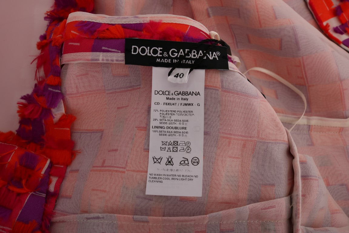 Dolce & Gabbana Pink Patterned A-line Above Knees Dress Dolce & Gabbana