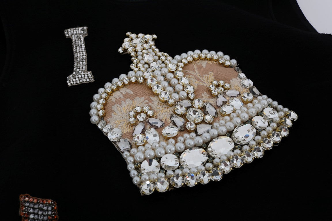 Dolce & Gabbana Black I AM A PRINCESS Crystal Shift Dress Dolce & Gabbana
