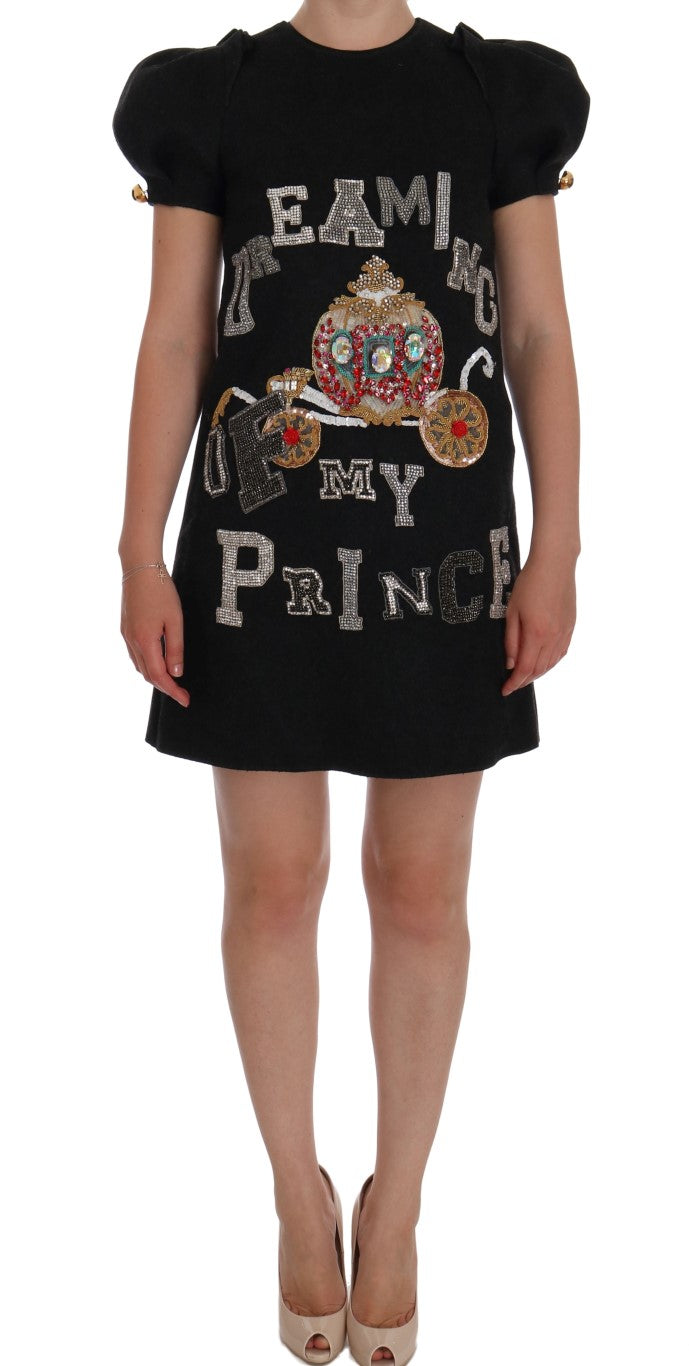 Dolce & Gabbana Gray Crystal "Dreaming of My Prince" Dress Dolce & Gabbana