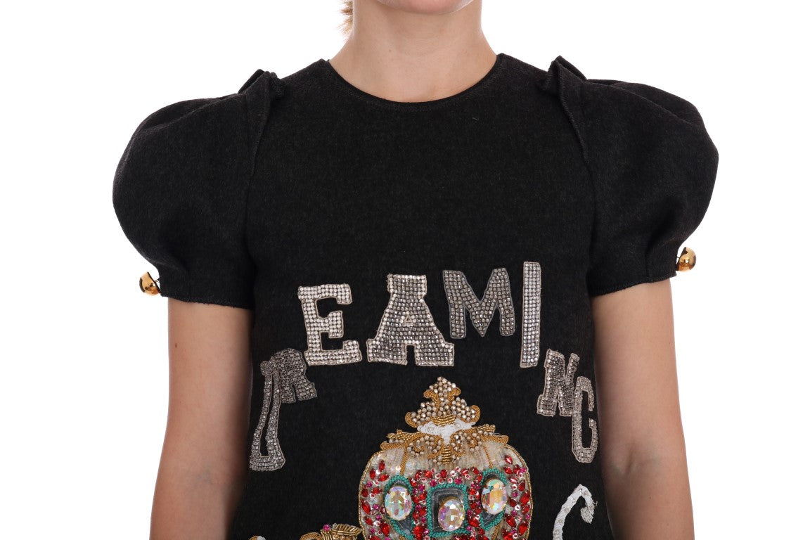 Dolce & Gabbana Gray Crystal "Dreaming of My Prince" Dress Dolce & Gabbana