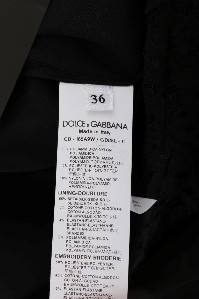 Dolce & Gabbana Black Lace Red Heart Shift Dress Dolce & Gabbana