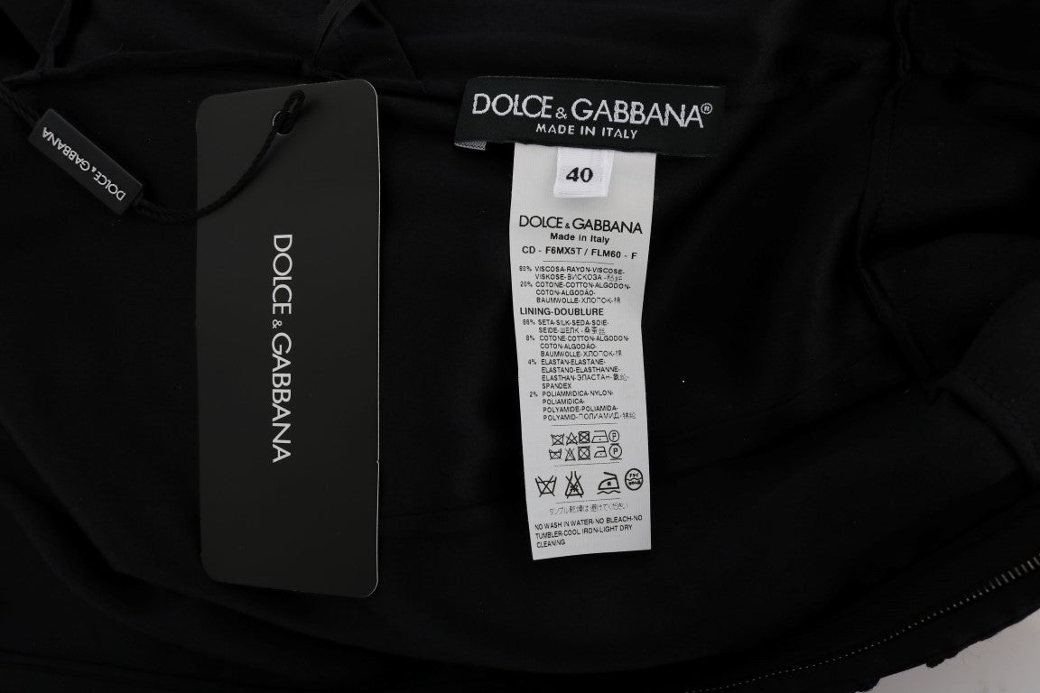 Dolce & Gabbana Black Floral Ricamo Sheath Dress Dolce & Gabbana