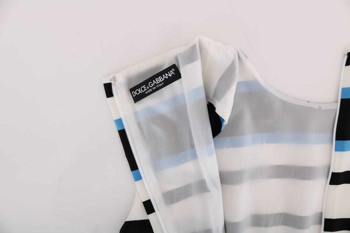 Dolce & Gabbana Blue White Striped Silk Stretch Shift Dress Dolce & Gabbana