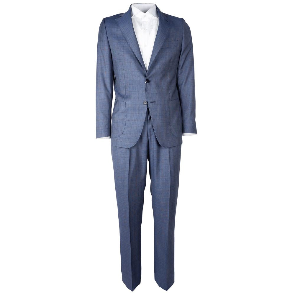 Made in Italy Blue Wool Men Suit Jacket Trouser Combo