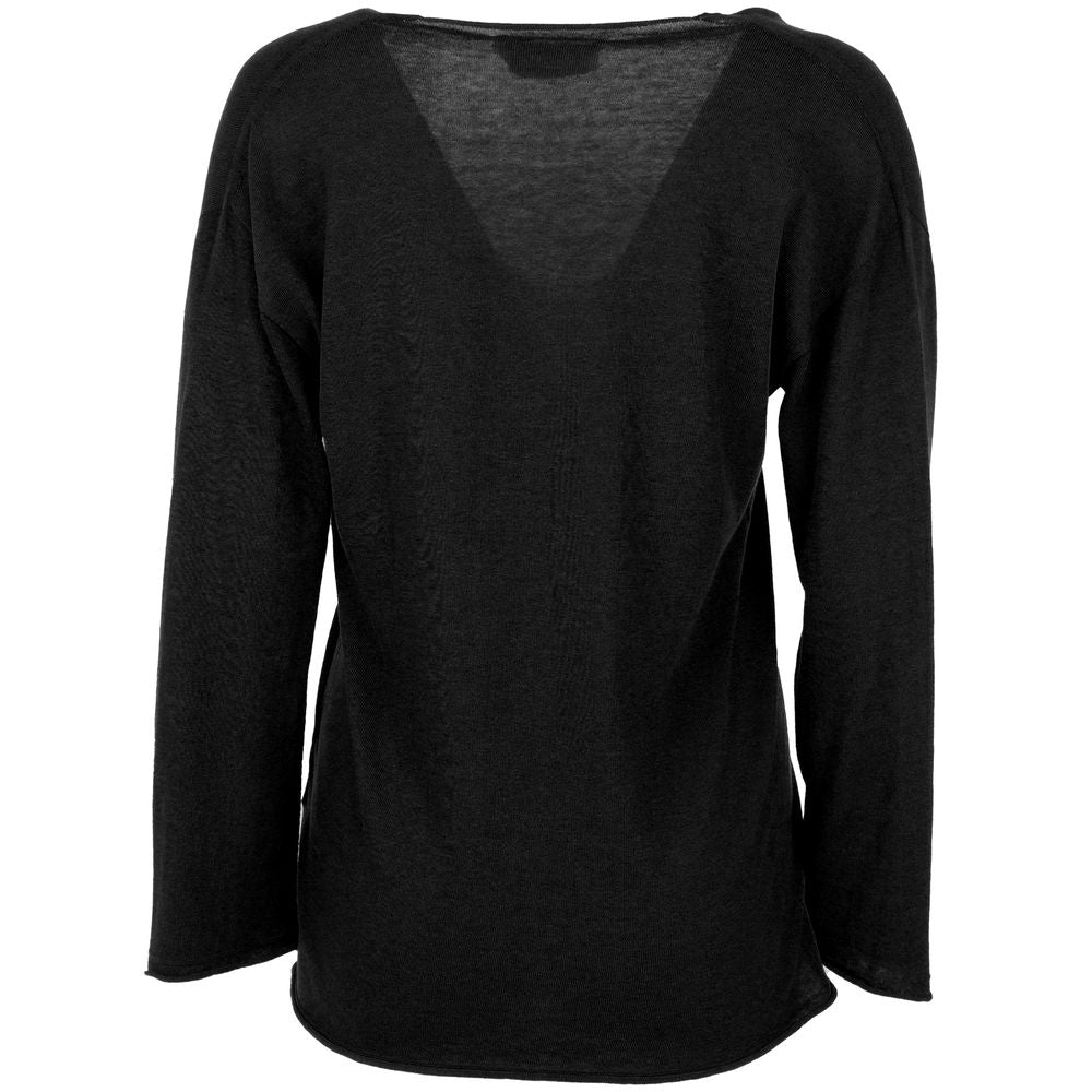 Alpha Studio Black Cotton Sweater Alpha Studio