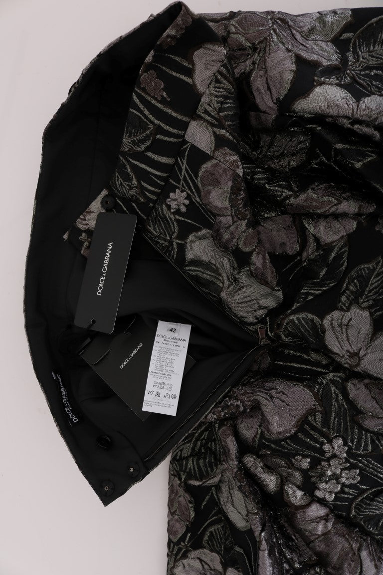Dolce & Gabbana Black Silver Brocade Floral Skirt Dolce & Gabbana