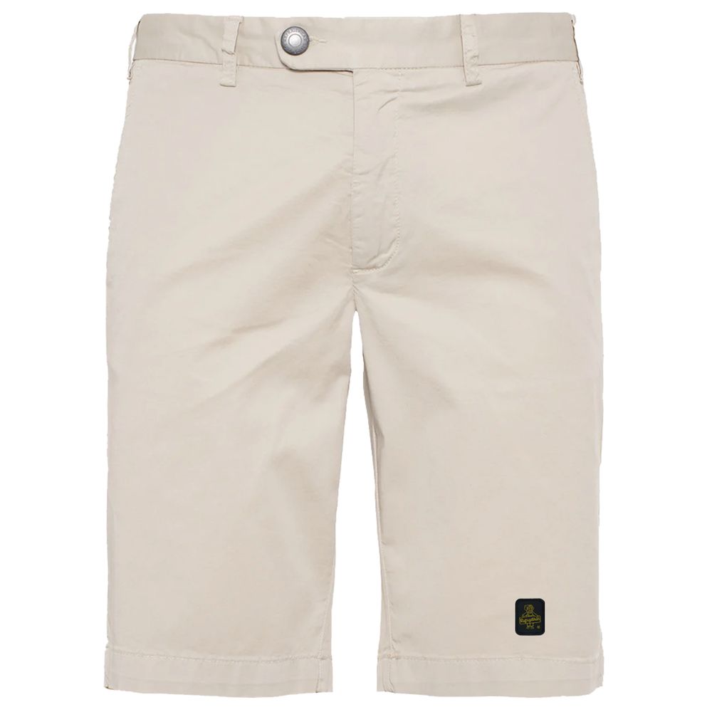 Refrigiwear Elegant Beige Bermuda Shorts with Logo Patch Refrigiwear