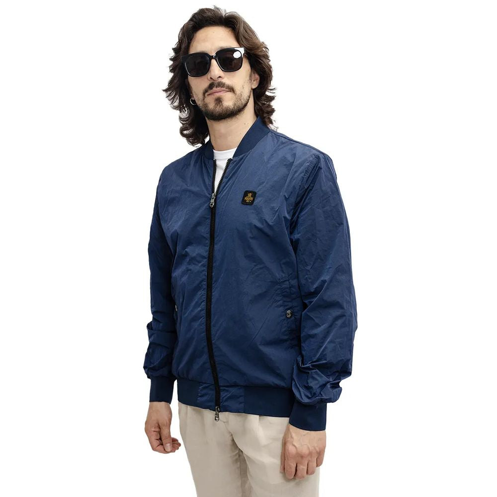 Refrigiwear Elevated Casual Blue Bomber Jacket Refrigiwear