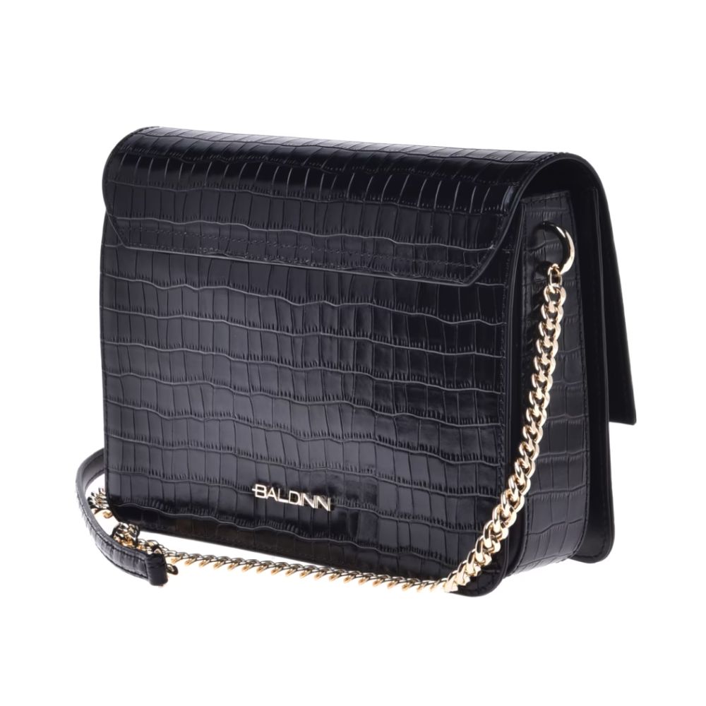 Baldinini Trend Black Calfskin Women Crossbody Bag Baldinini Trend