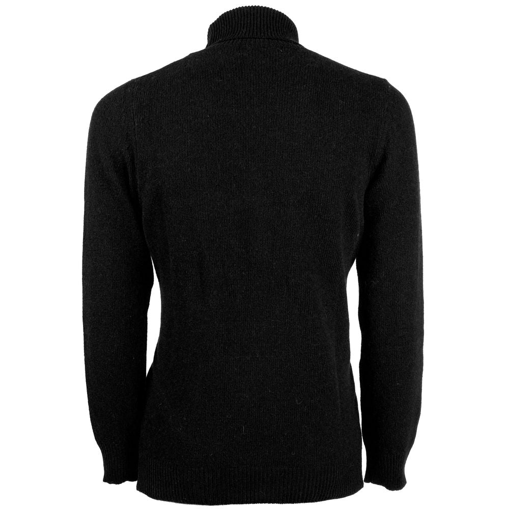 Emilio Romanelli Black Cashmere Men Sweater Emilio Romanelli