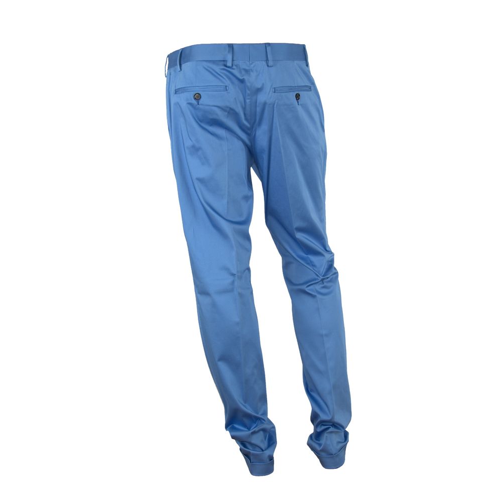 Made in Italy Light Blue Cotton Men Trouser Made in Italy