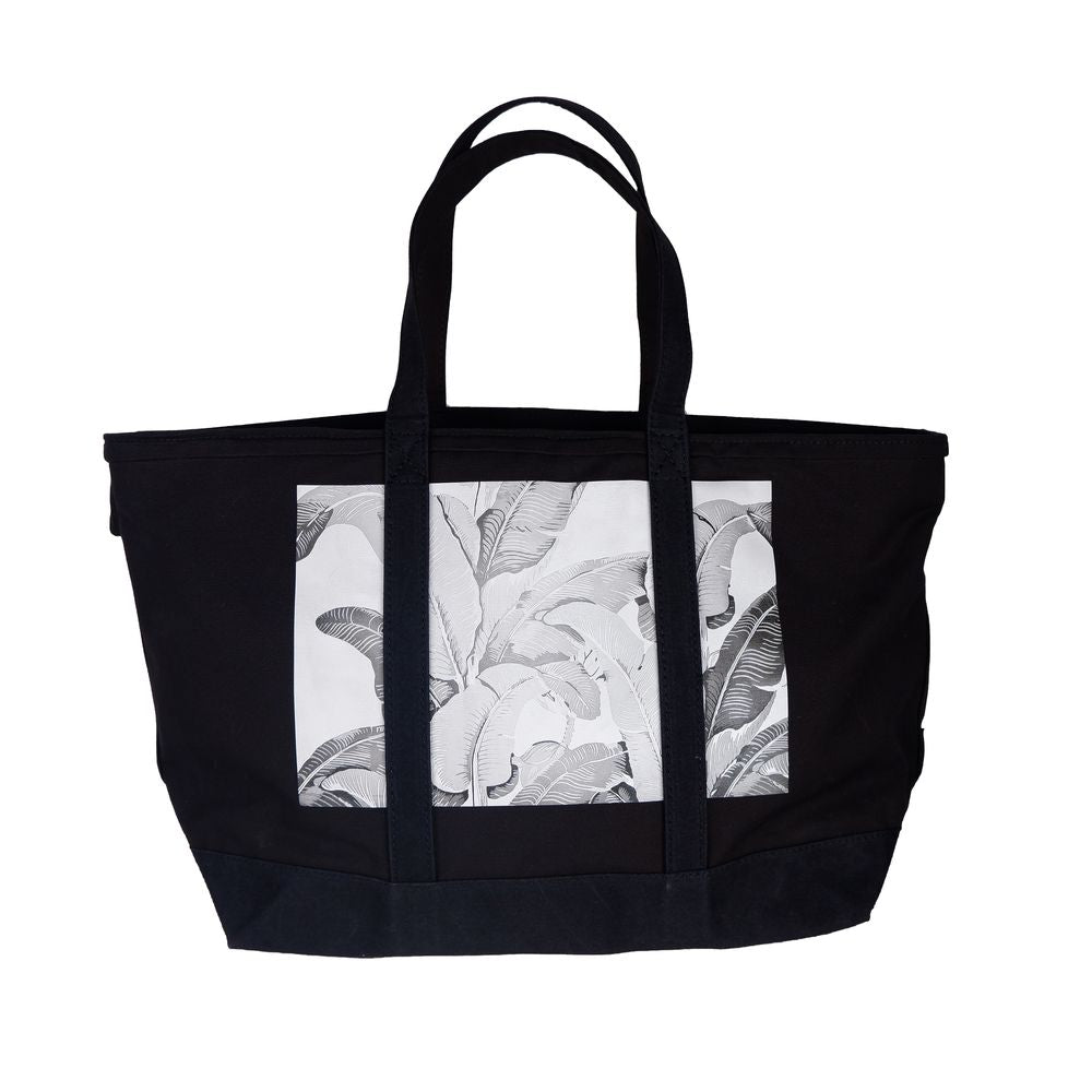 Palm Angels Chic Black Cotton Shoulder Bag Palm Angels