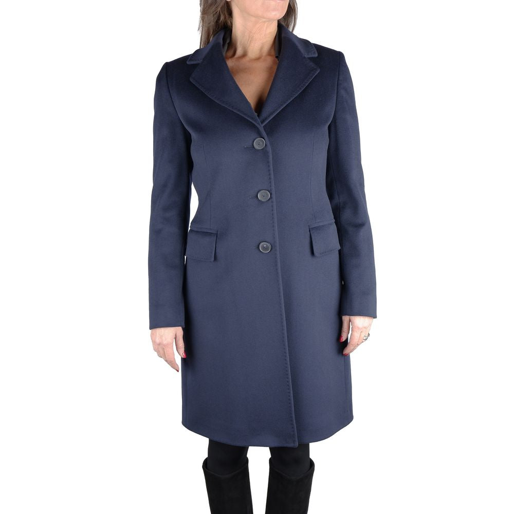 Made in Italy Blue Wool Women Coat Made in Italy