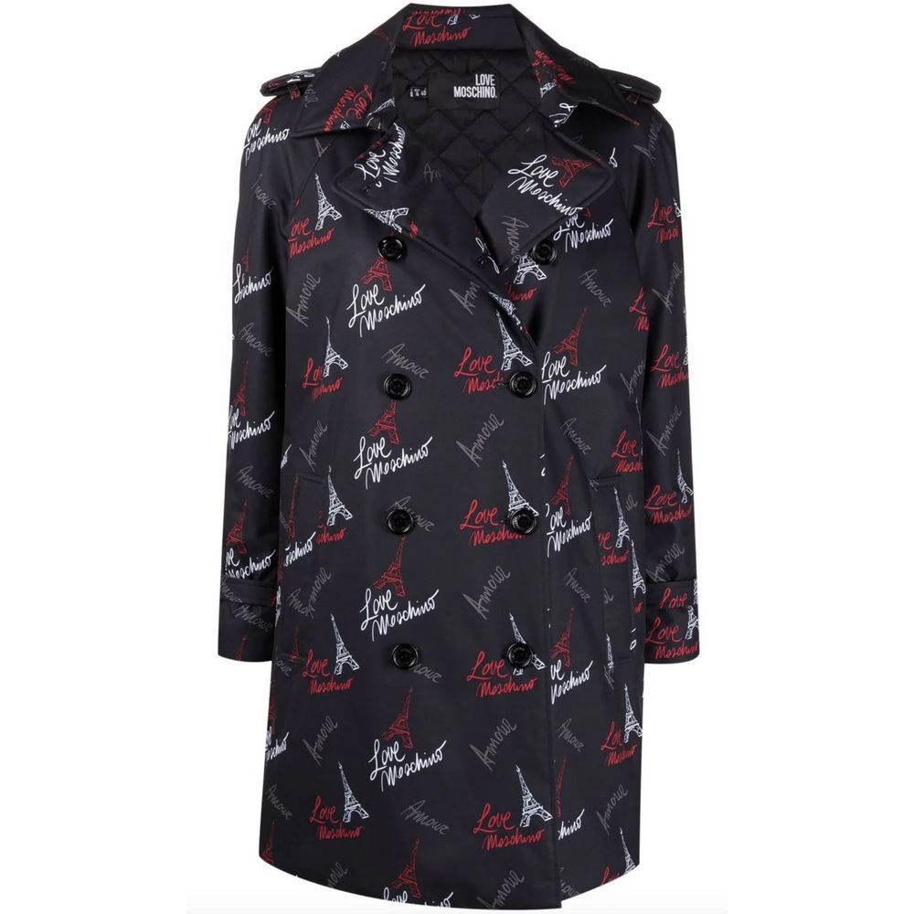 Love Moschino Black Polyester Women Coat Love Moschino