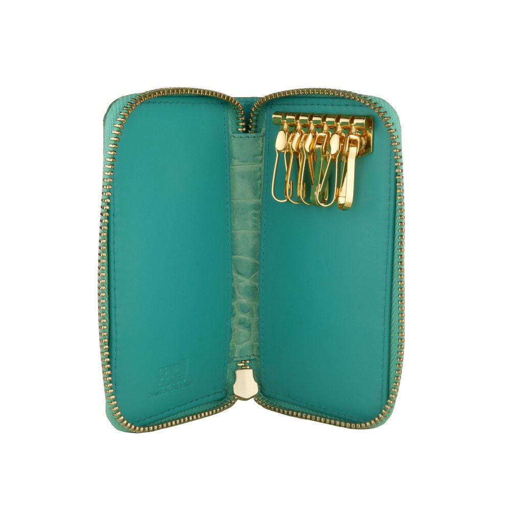 Cavalli Class Light Blue Calfskin Women Keychain Cavalli Class