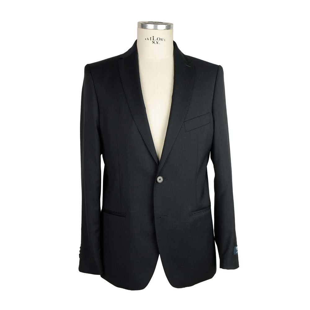 Made in Italy Black Wool Men Suit Made in Italy