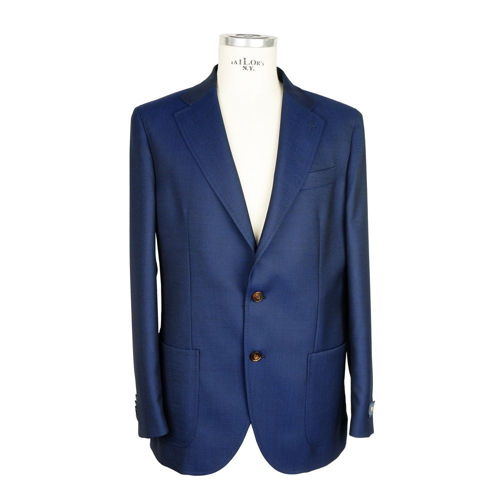 Emilio Romanelli Blue Wool Men Blazer Emilio Romanelli