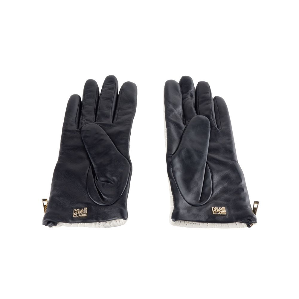 Cavalli Class Gray Lambskin Women Glove Cavalli Class