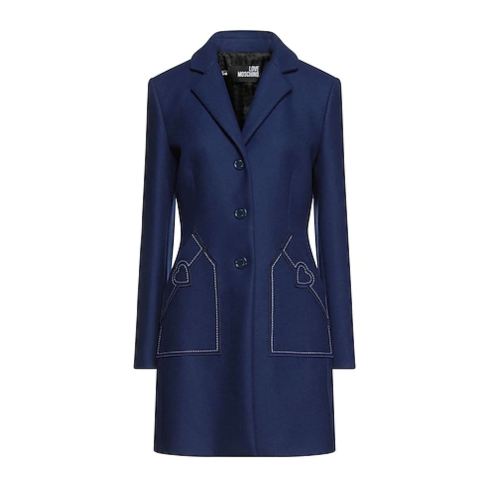 Love Moschino Blue Wool Women Coat Love Moschino