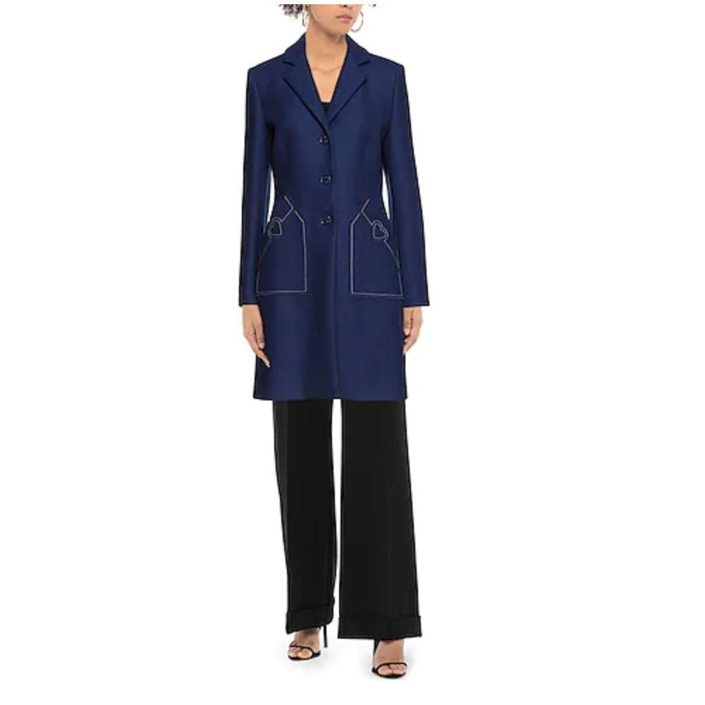 Love Moschino Blue Wool Women Coat Love Moschino