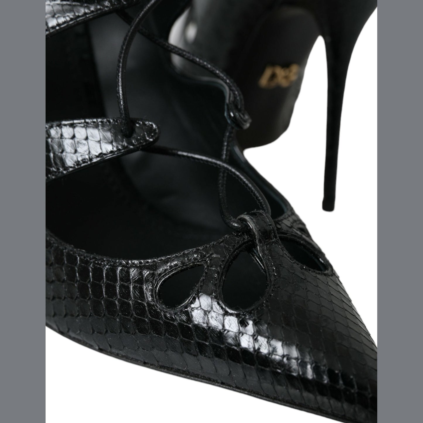 Dolce & Gabbana Black Python Leather Mary Jane Pumps Shoes