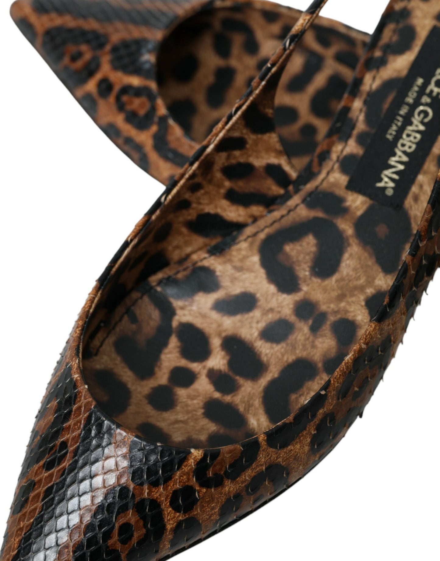 Dolce & Gabbana Brown Leopard Exotic Skin Slingback Shoes Dolce & Gabbana