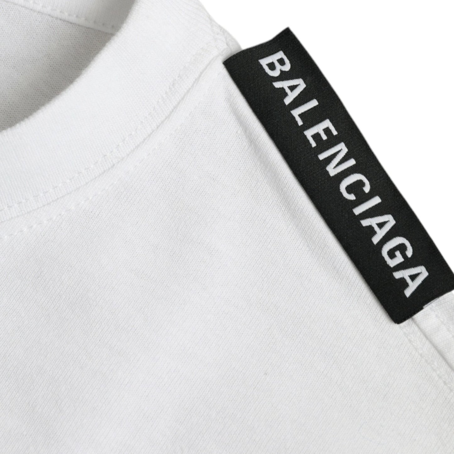 Balenciaga Off White Cotton Jersey Round Neck T-shirt