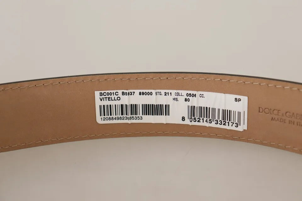 Dolce & Gabbana Black Leather Gold Metal Logo Engraved Buckle Belt Dolce & Gabbana