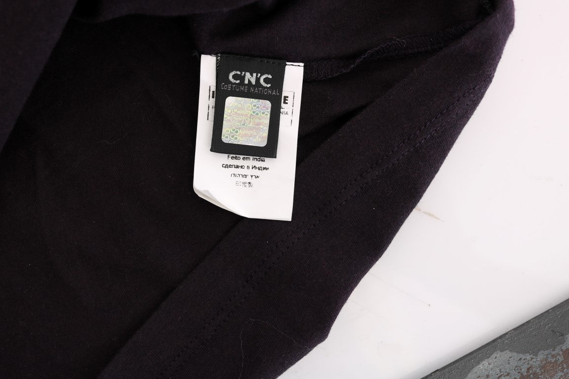 Costume National Purple V-neck Cotton T-shirt Costume National
