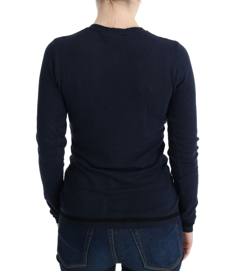Costume National Blue V-neck Viscose Sweater Costume National