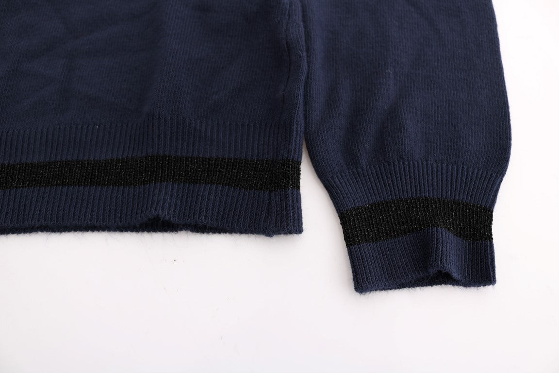 Costume National Blue V-neck Viscose Sweater Costume National