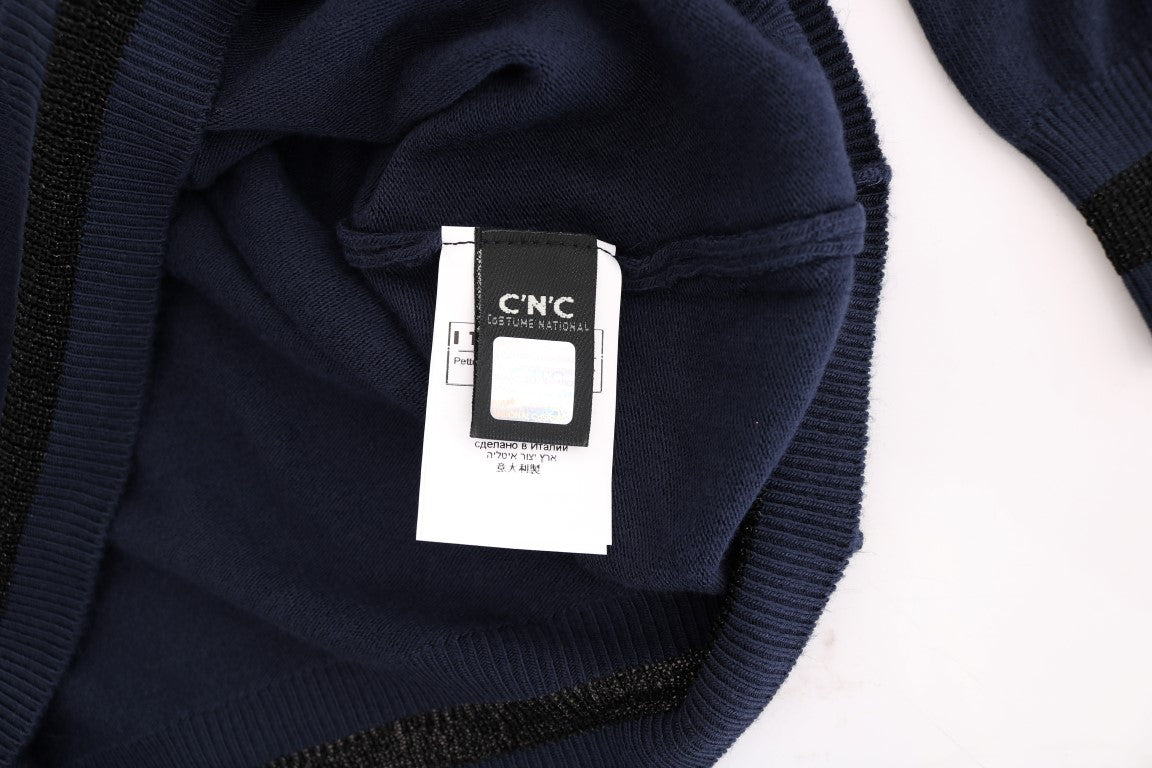 Costume National Blue V-neck Viscose Sweater Costume National