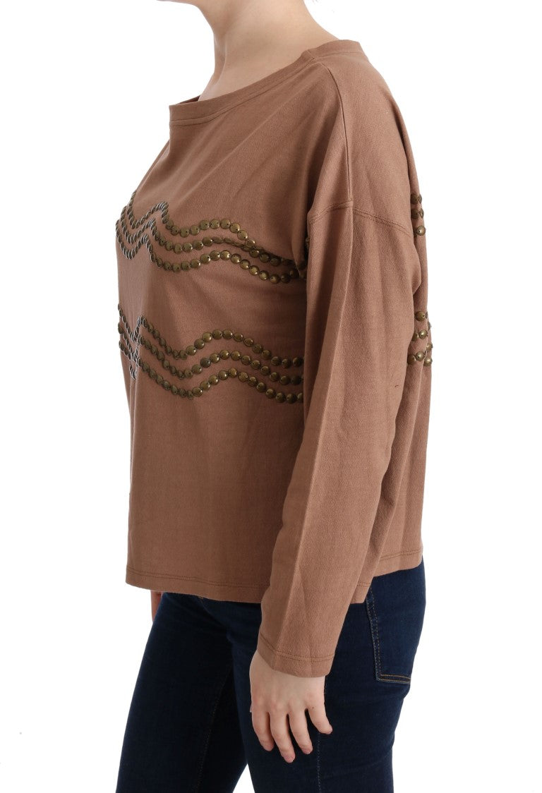John Galliano Brown Cotton Studded Sweater John Galliano