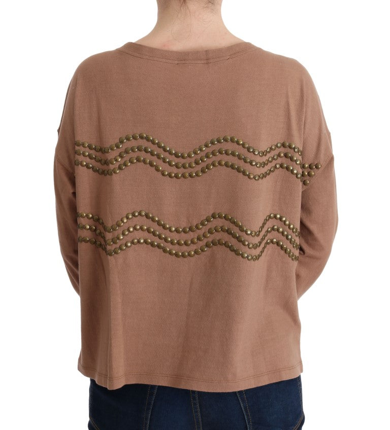 John Galliano Brown Cotton Studded Sweater John Galliano