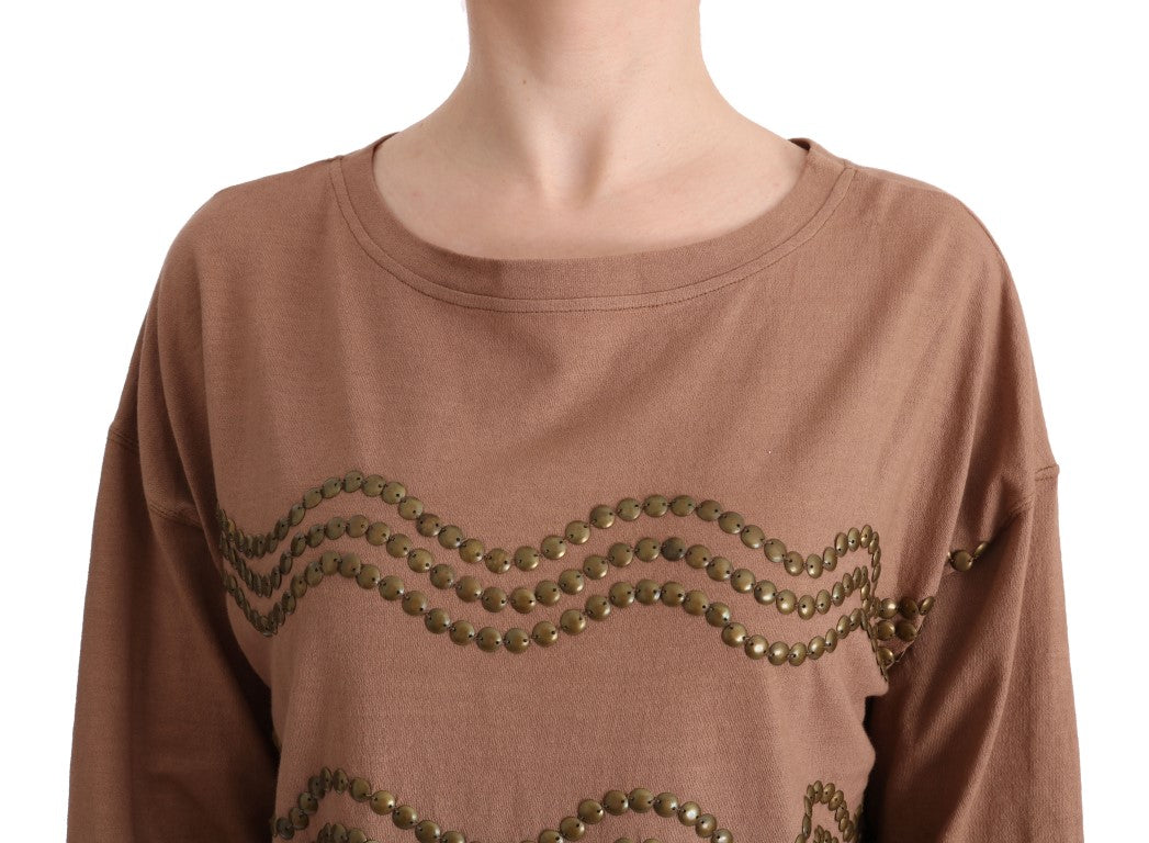 John Galliano Brown Cotton Studded Sweater John Galliano