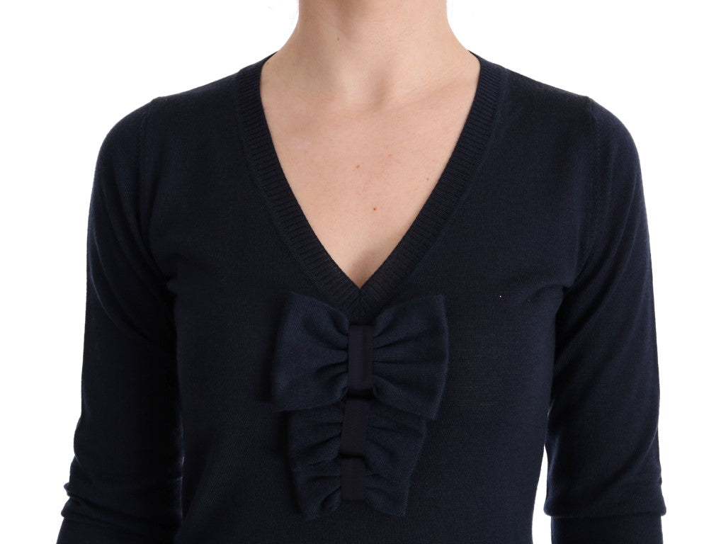 MARGHI LO' Blue Wool Long Sleeve Shift Dress MARGHI LO'