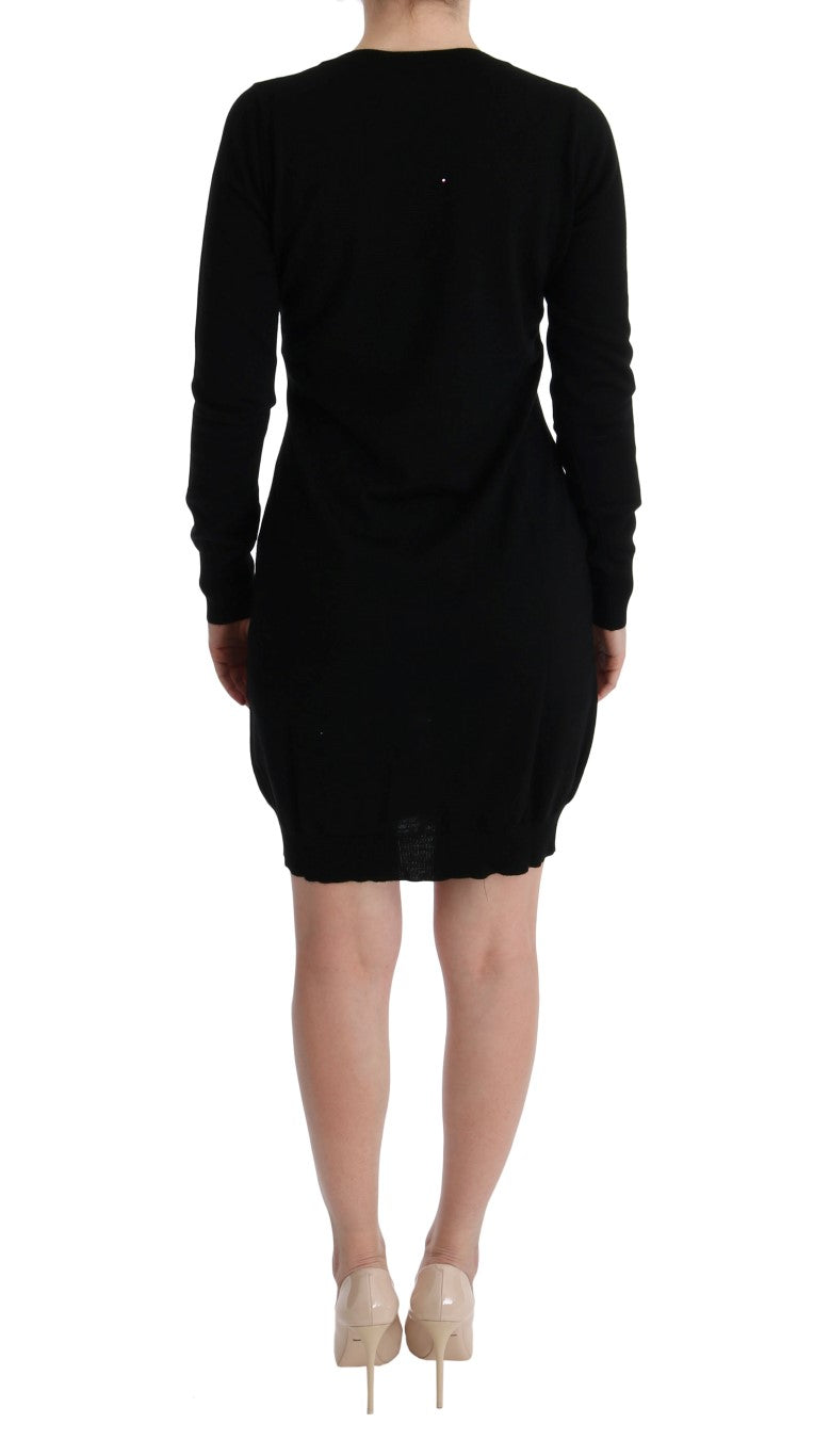 MARGHI LO' Black Wool Long Sleeve Shift Dress MARGHI LO'