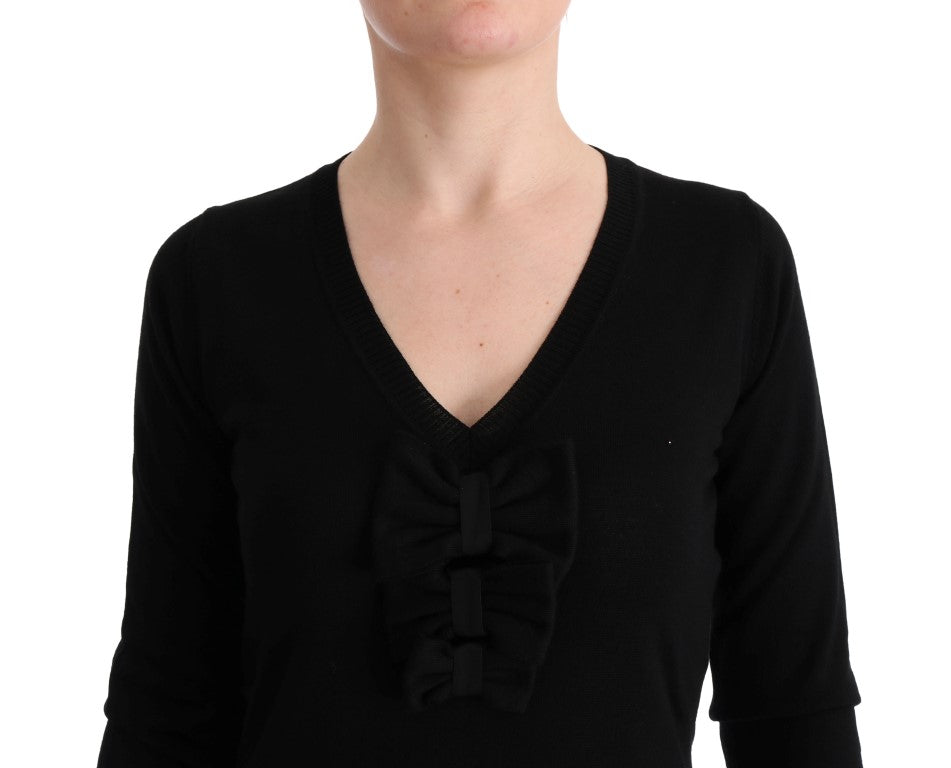 MARGHI LO' Black Wool Long Sleeve Shift Dress MARGHI LO'
