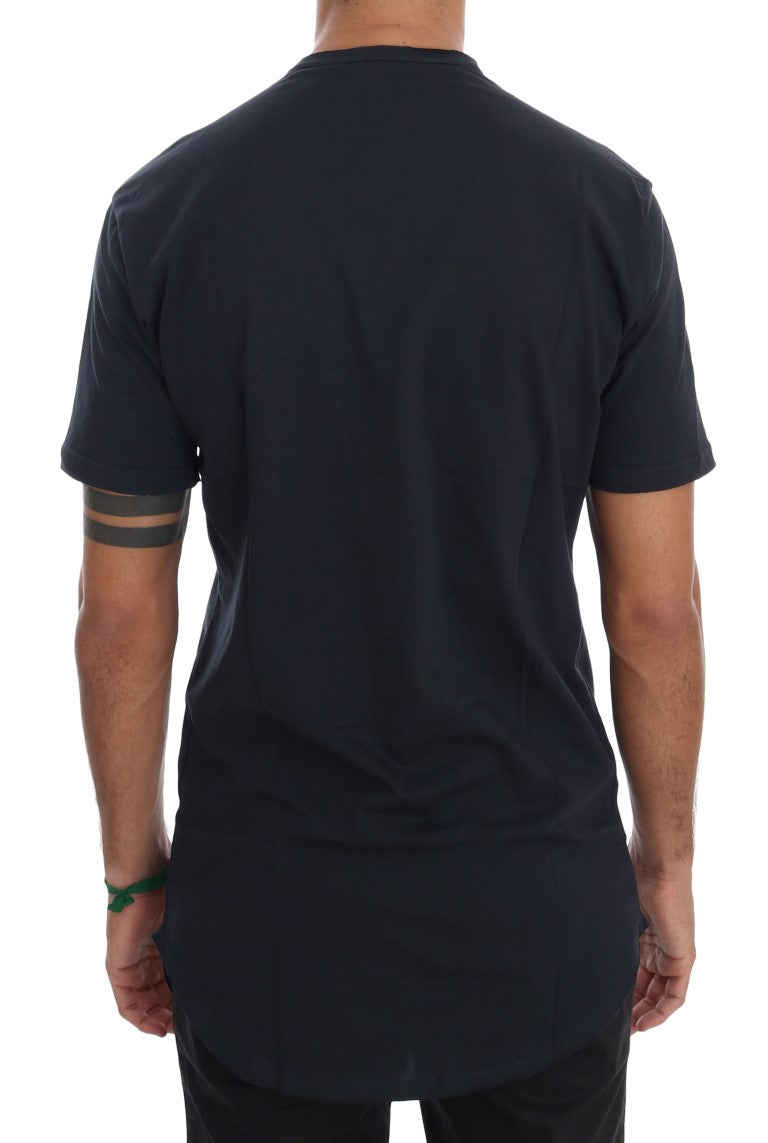 Daniele Alessandrini Blue Cotton Crewneck T-Shirt Daniele Alessandrini