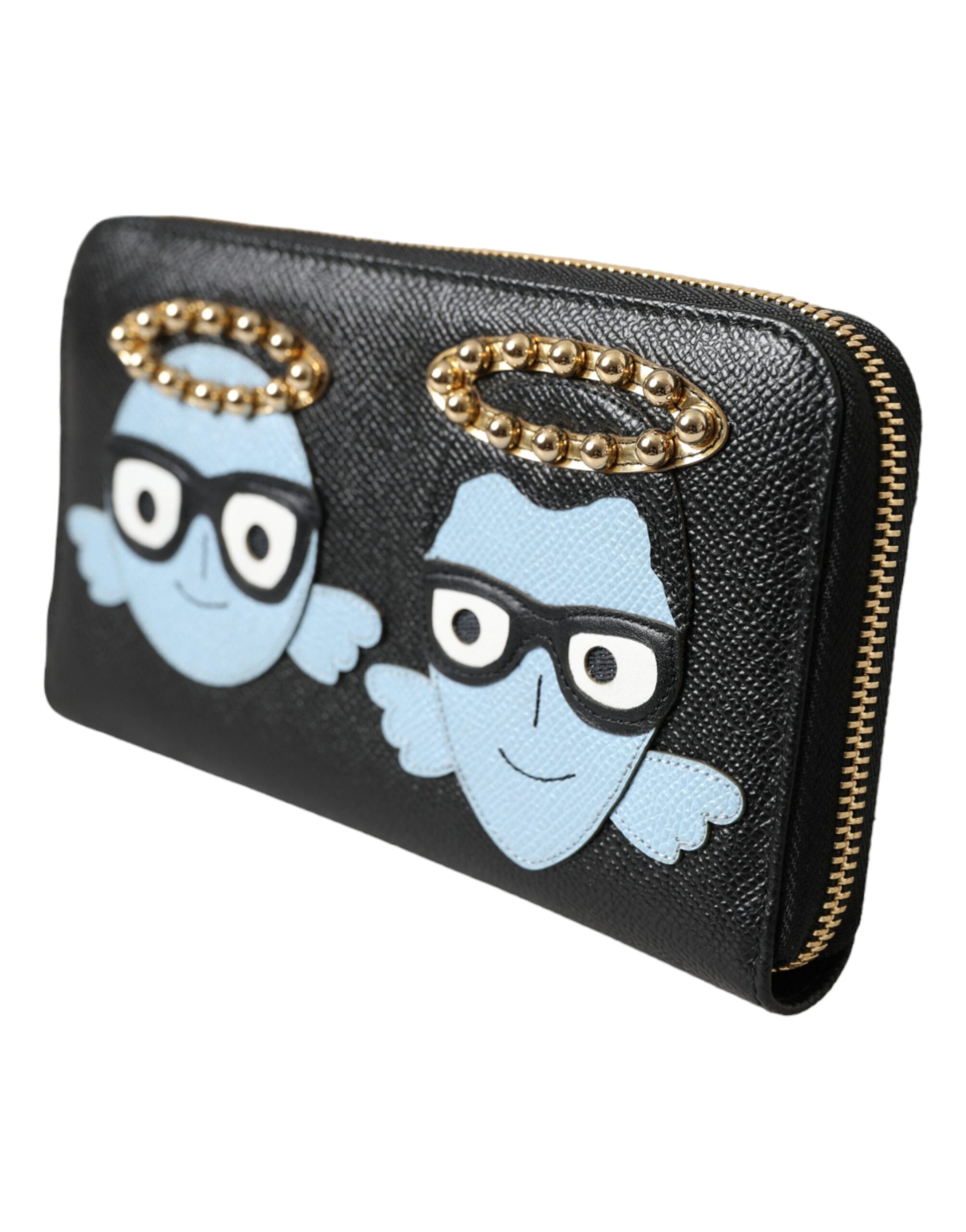Dolce & Gabbana Black Blue Leather #DGFAMILY Zipper Continental Men Wallet Dolce & Gabbana