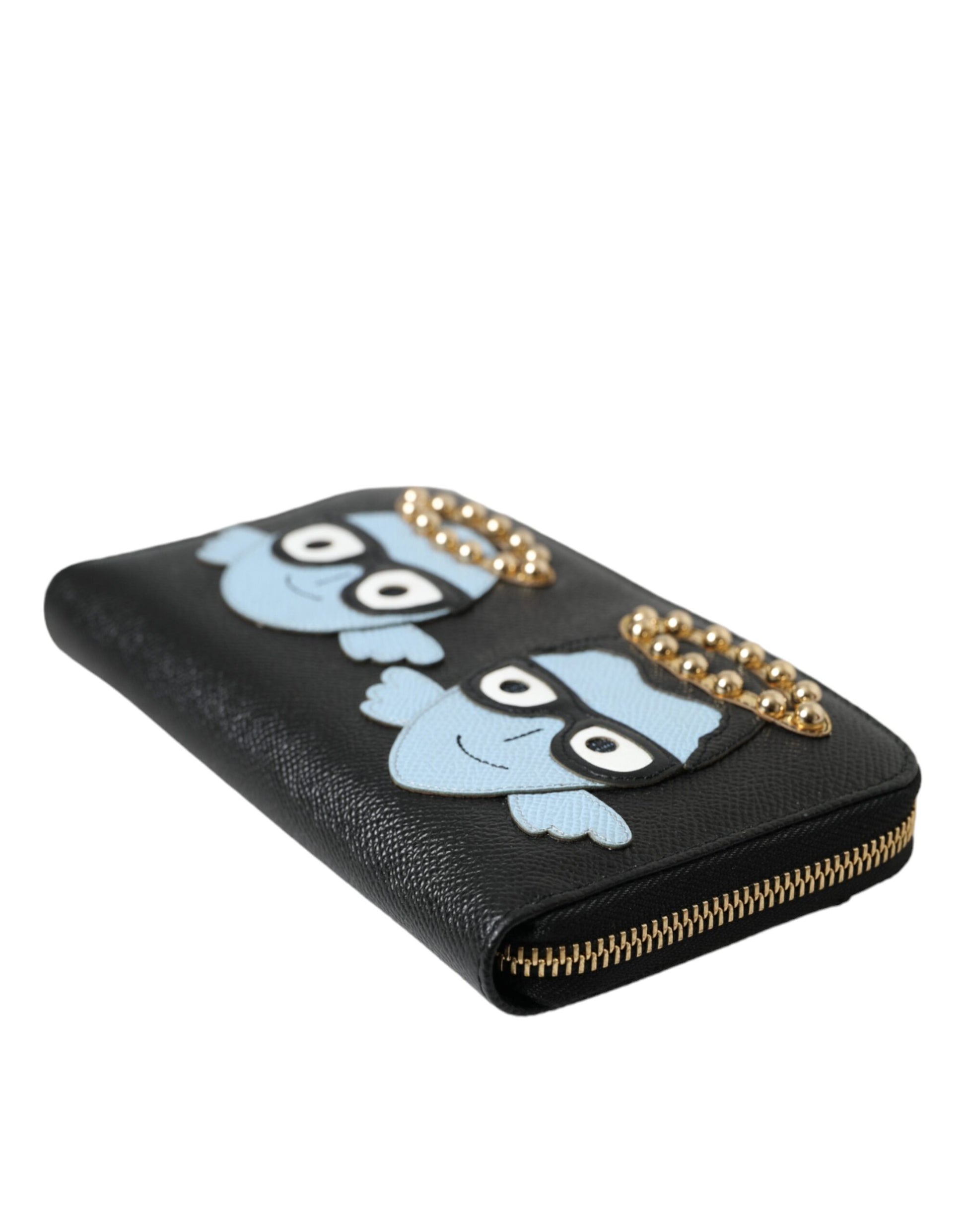 Dolce & Gabbana Black Blue Leather #DGFAMILY Zipper Continental Men Wallet Dolce & Gabbana
