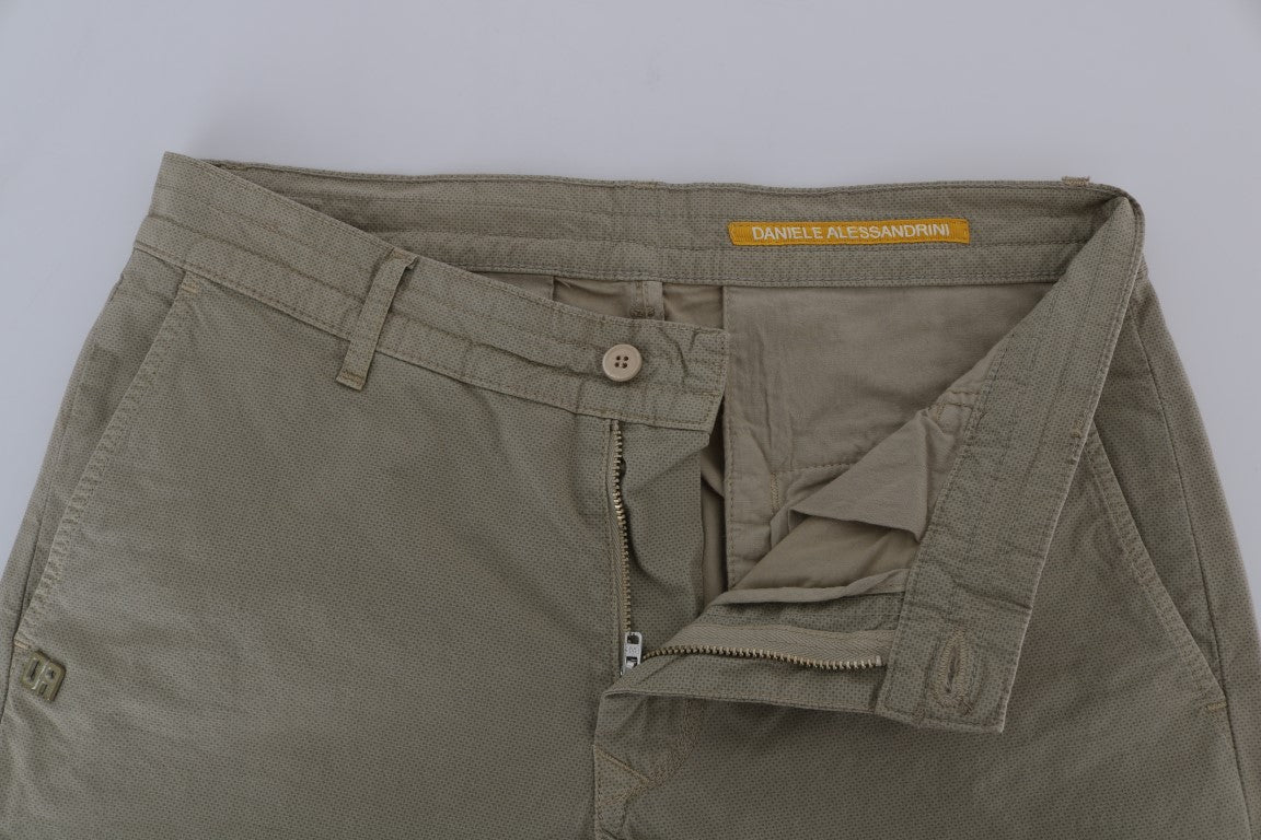 Daniele Alessandrini Beige Cotton Stretch Slim Fit Chinos Daniele Alessandrini