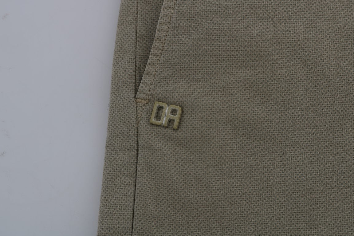 Daniele Alessandrini Beige Cotton Stretch Slim Fit Chinos Daniele Alessandrini