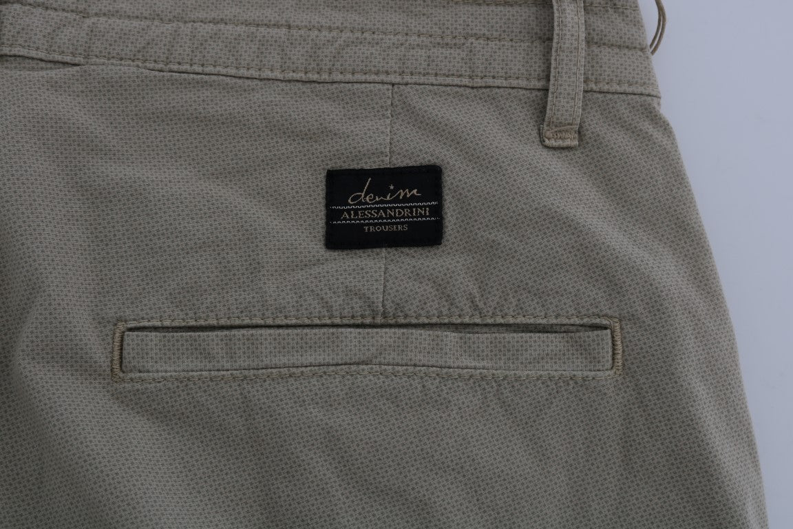 Daniele Alessandrini Beige Cotton Stretch Slim Fit Chinos Daniele Alessandrini