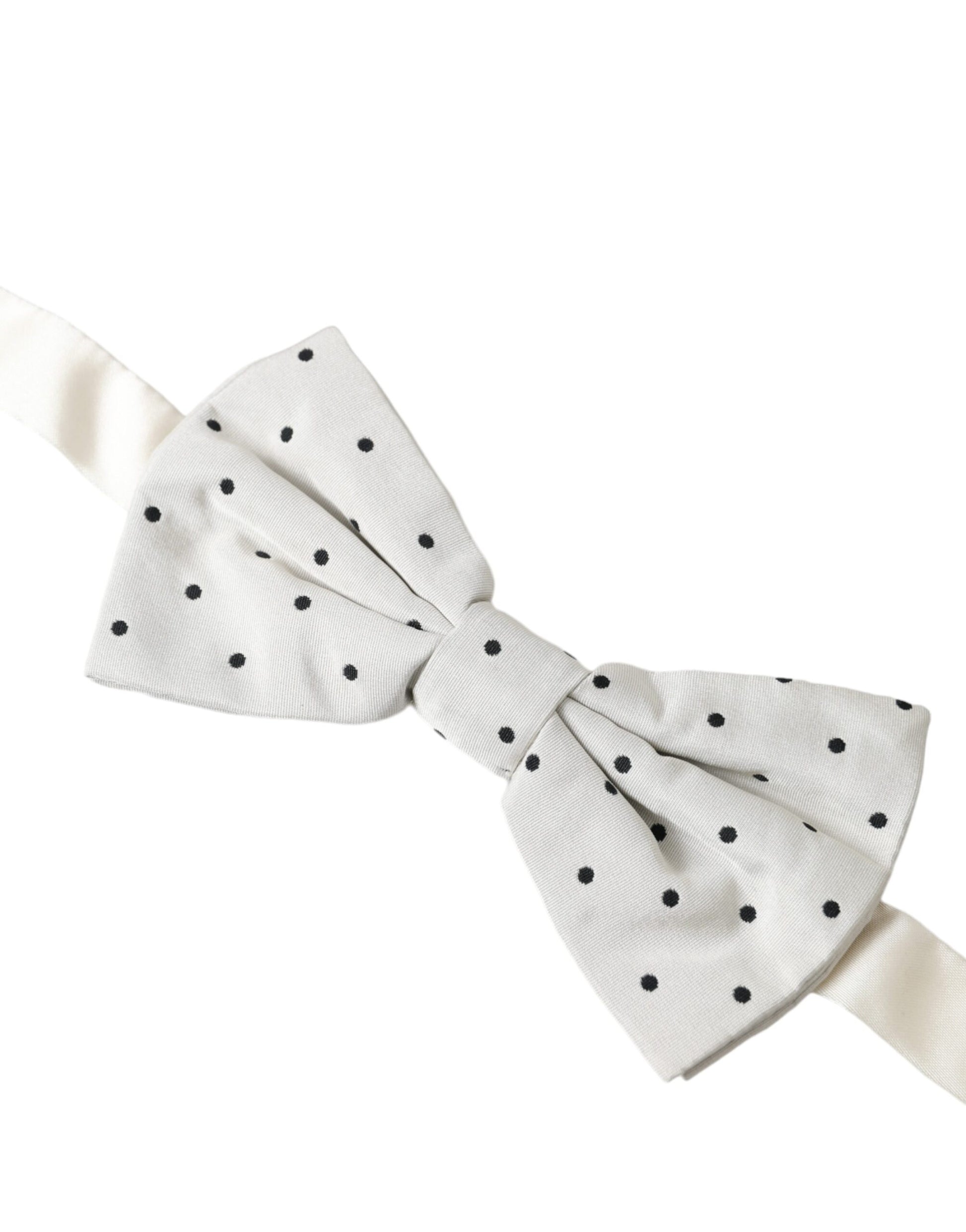 Dolce & Gabbana White Black Polka Dot Polyester Bow Tie Men Dolce & Gabbana