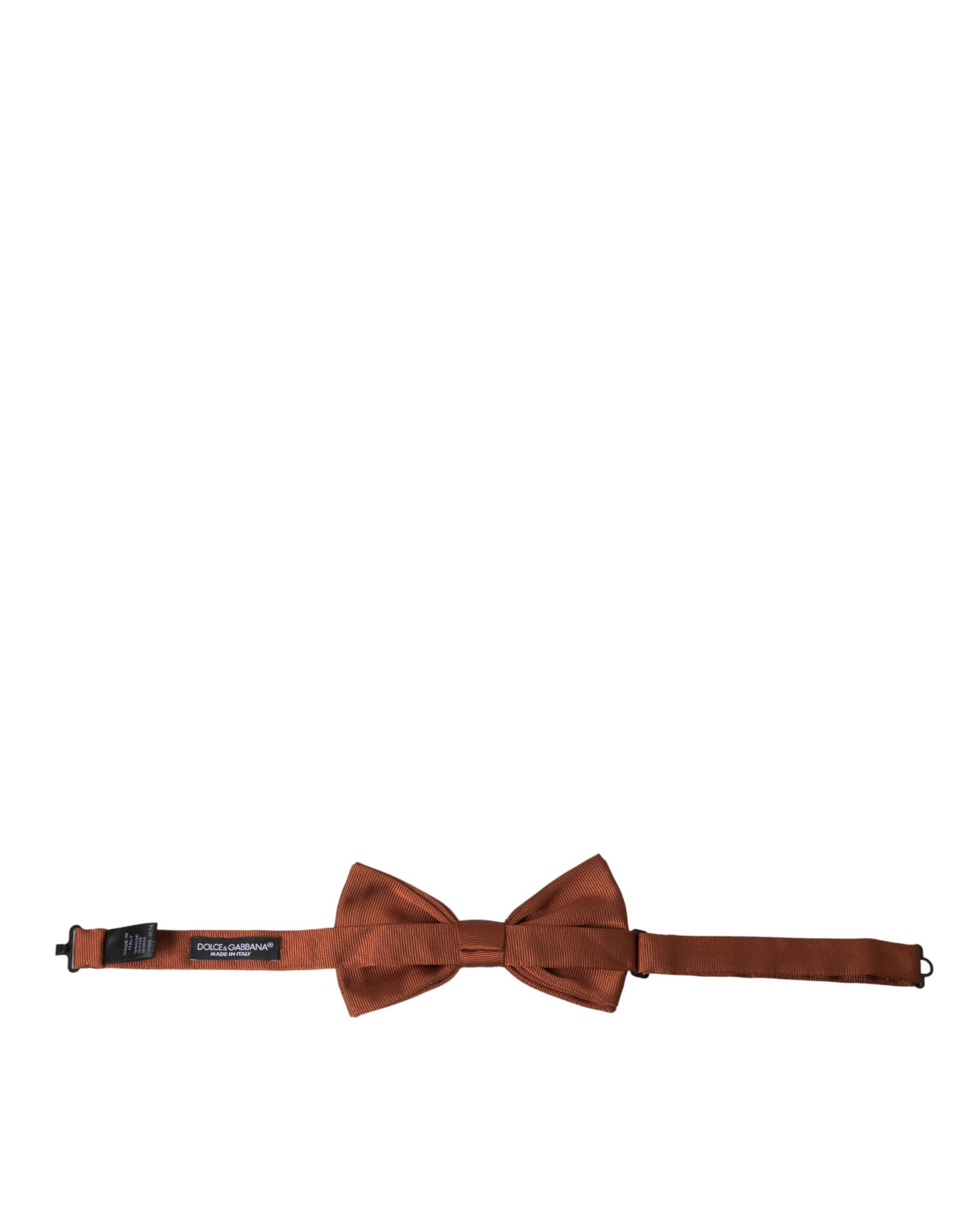 Dolce & Gabbana Brown Silk Adjustable Neck Men Bow Tie Dolce & Gabbana