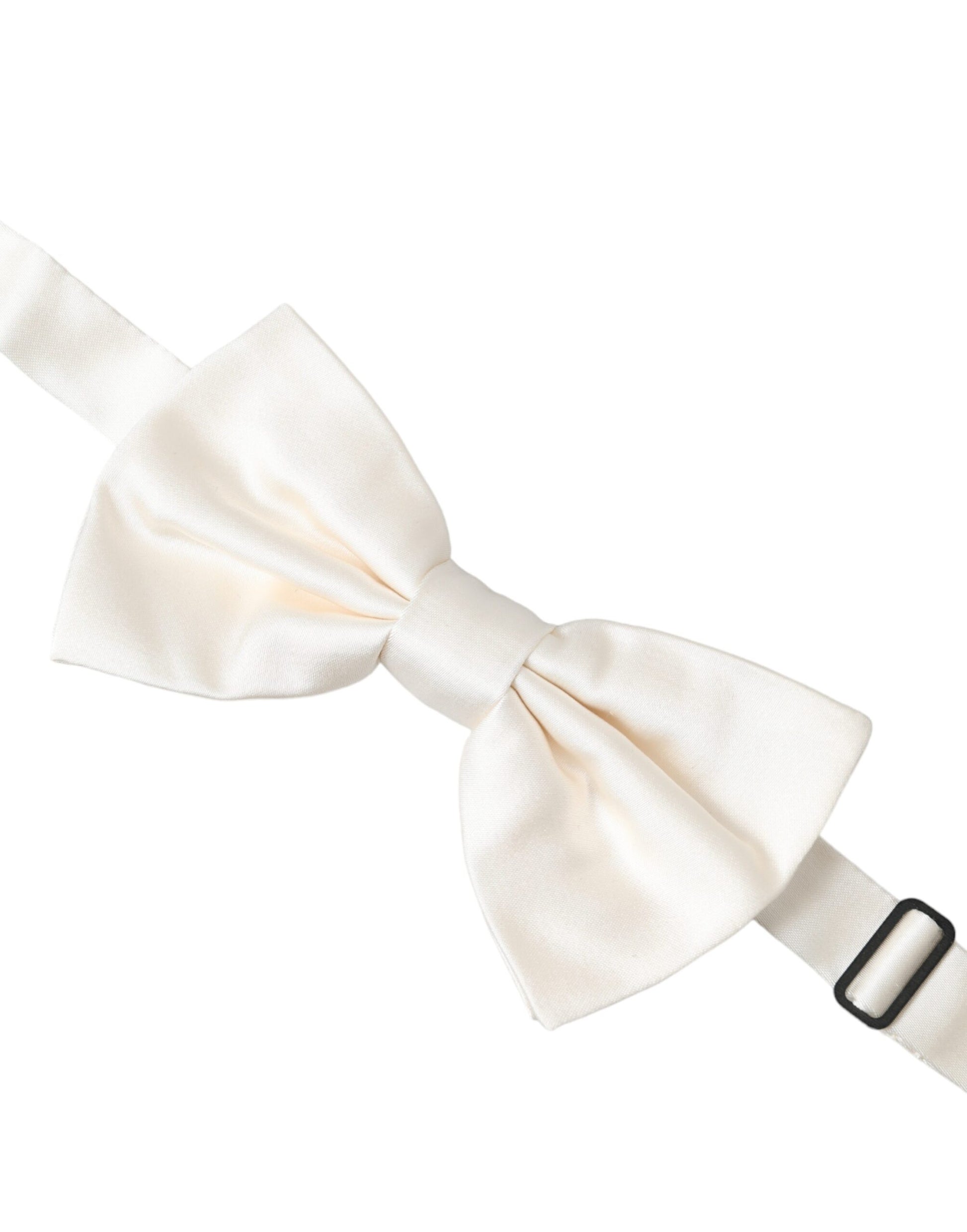 Dolce & Gabbana Off White Silk Adjustable Neck Men Bow Tie Dolce & Gabbana