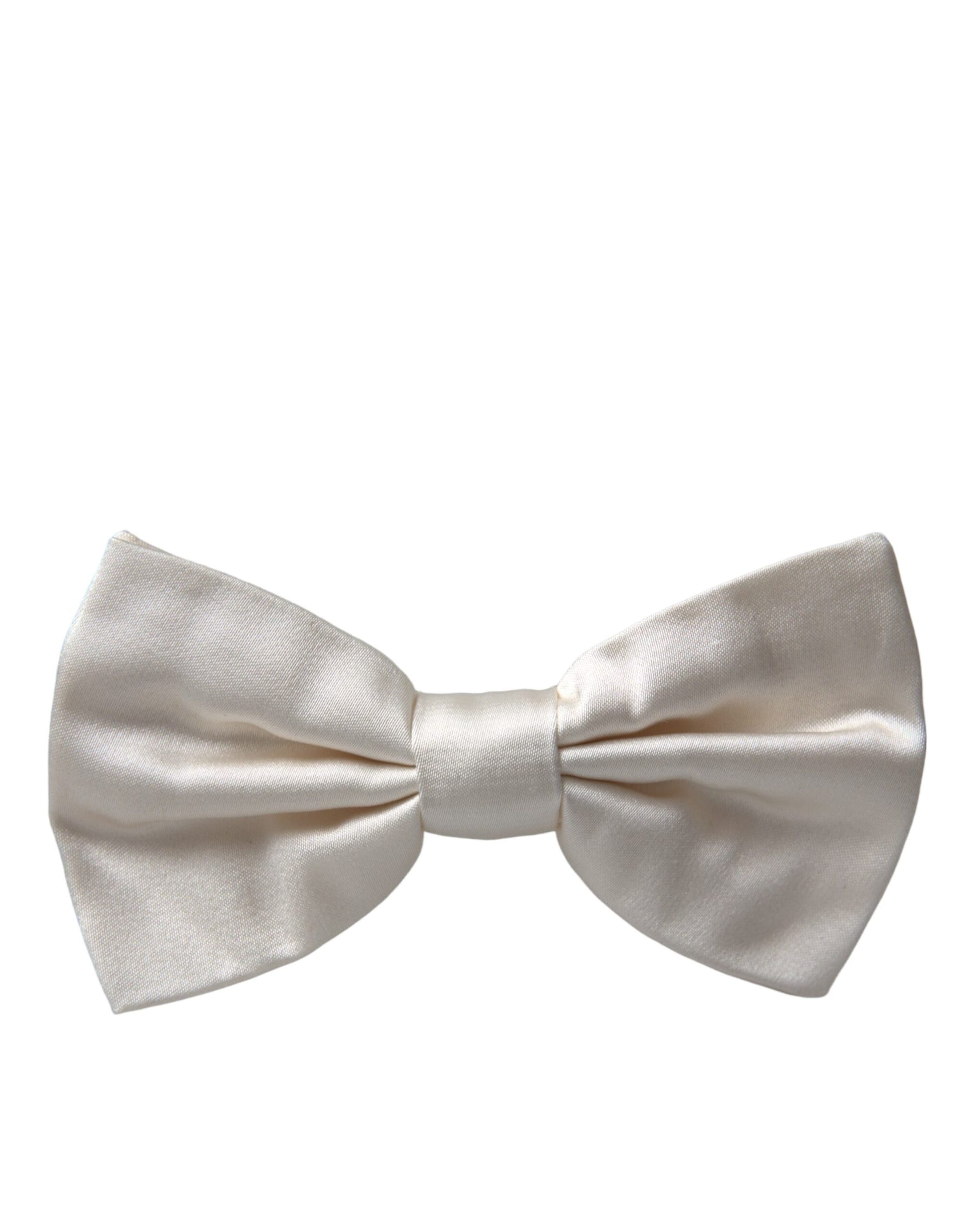 Dolce & Gabbana Off White Silk Adjustable Neck Men Bow Tie Dolce & Gabbana