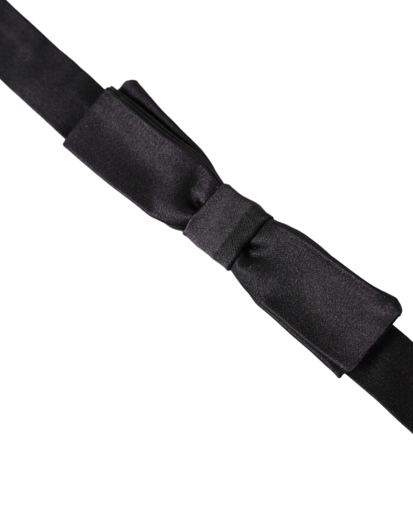 Dolce & Gabbana Dark Gray Silk Adjustable Neck Men Bow Tie Dolce & Gabbana