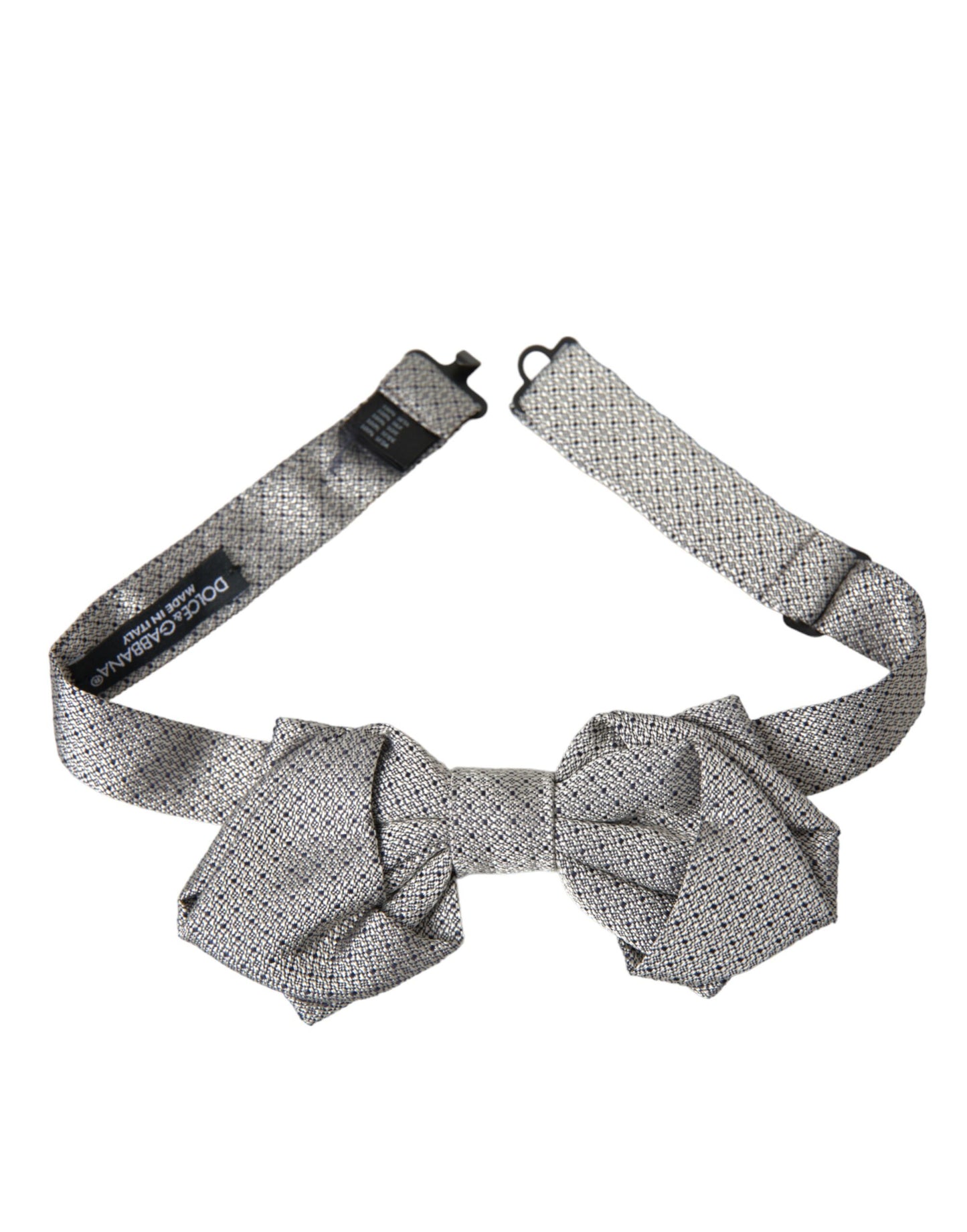 Dolce & Gabbana Gray Silk Adjustable Neck Men Bow Tie Dolce & Gabbana